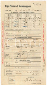 Documento originale, autentico 1925 Regie Terme di SALSOMAGGIORE  Conto per cure termali 1