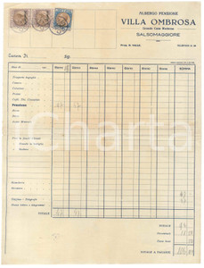 Documento originale, autentico 1925 SALSOMAGGIORE  Albergo pensione VILLA OMBROSA  Fattura 1