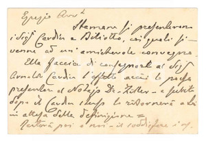 Autografo originale 1911 ABANO TERME Arciprete don Melchiore FORMAGLIO Biglietto da visita autografo 1