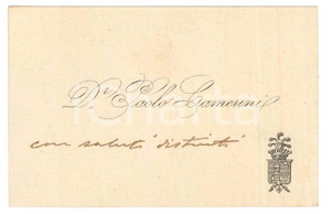 Autografo originale 1900 ca  PADOVA Conte Paolo CAMERINI  Biglietto da visita AUTOGRAFO 1