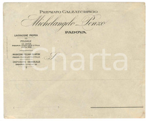 Materiale pubblicitario d’epoca 1910 ca PADOVA Premiato Calzaturificio Michelangelo PENZO  Busta VUOTA 1
