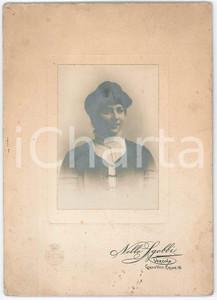 Fotografia d epoca originale 1910 ca VERONA Ritratto di donna in abito ricamato  Foto Nello SGOBBI 14x19 1