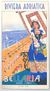 Materiale pubblicitario d’epoca 1956 RIVIERA ADRIATICA  BELLARIA  Pieghevole ILLUSTRATO TURISMO VINTAGE 1