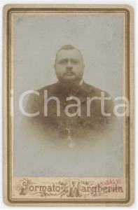 Fotografia d epoca originale 1890 ca ITALIA Ritratto maschile  Busto Foto Mario SALVI dilettante 8x13 cm 1