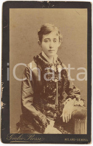 Fotografia d epoca originale 1890 ca MILANO Adolescente in giacca ricamata  Ritratto  Foto Giulio ROSSI 1