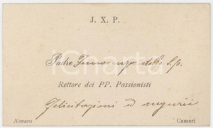 Autografo originale 1910 ca CAMERI NO Padre Innocenzo rettore PP. Passionisti Biglietto AUTOGRAFO 1