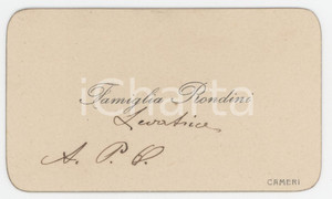 Oggetto da collezione cartaceo 1912 CAMERI NO Famiglia RONDINI  Levatrice  Biglietto da visita 1