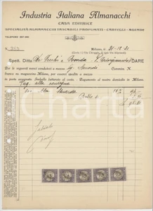 Documento originale, autentico 1931 MILANO Via Chioggia  Casa editrice Industria Italiana Almanacchi  Fattura 1