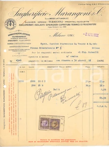 Documento originale, autentico 1932 MILANO Via Piermarini 10  Sugherificio MARANGONI & C.  Fattura 1