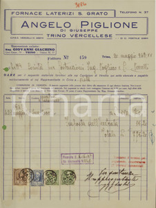 Documento originale, autentico 1942 TRINO VERCELLESE  Fornace Laterizi S. Grato Angelo PIGLIONE  Fattura 1