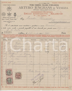 Documento originale, autentico 1930 VENEZIA  Arturo JUNGHANS Prima Fabbrica d orologeria  Fattura 1