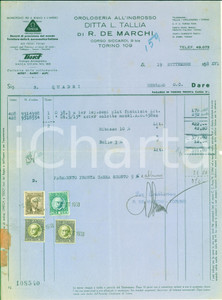 Documento originale, autentico 1938 TORINO  Ditta L. Tallia di R. DE MARCHI Orologi OMEGA  Fattura 1 1