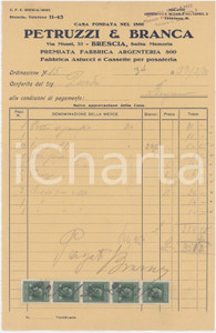 Documento originale, autentico 1934 BRESCIA Via Musei 33  Fabbrica PETRUZZI & BRANCA Argenteria 800  Fattura 1