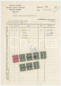 Documento originale, autentico 1955 RIVOLTA D ADDA  SERAGNI Luigi fu Costante Farina  Fattura commerciale 1 1