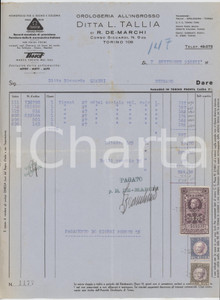 Documento originale, autentico 1938 TORINO Ditta L. Tallia di R. DE MARCHI Orologi TISSOT  Fattura commerciale 1