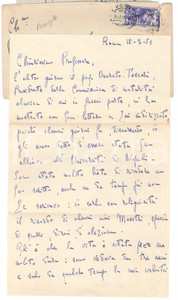 Autografo originale 1951 ROMA Lettera Angela GORINI COSTA insegnante al Berchet di Milano AUTOGRAFO 1