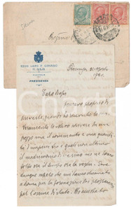 Autografo originale 1920 PIACENZA Lettera Carlo STEINER  Preside Liceo GInnasio M. GIOJA AUTOGRAFO 1