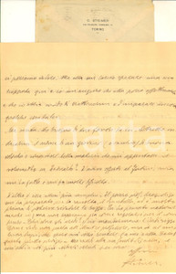 Autografo originale 1932 TORINO Lettera Carlo STEINER a un collega  AUTOGRAFO 1