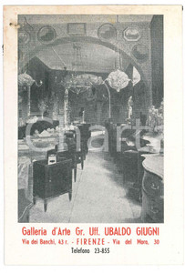 Oggetto da collezione cartaceo 1950 ca FIRENZE Galleria d arte Ubaldo GIUGNI Via dei Banchi, 43  Biglietto 1