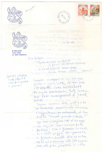 Autografo originale 1983 POSITANO Lettera Libero MARZETTO sul libro di un collega  AUTOGRAFO 1