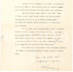 Autografo originale 1949 MILANO Lettera Enrico GONZALES per appuntamento AUTOGRAFO 1