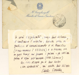 Autografo originale 1958 ROMA Guido GONELLA ministro Grazia e Giustizia   Biglietto AUTOGRAFO 1