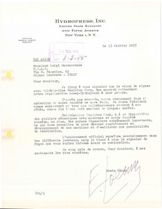 Autografo originale 1955 NEW YORK  HYDROPRESS  Erwin LOEWY su accordo BALDWINLIMA AUTOGRAFO 1