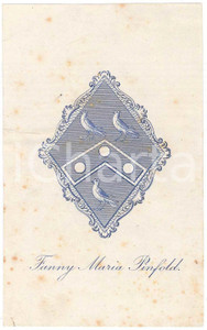 Oggetto da collezione cartaceo 1910 ca Fanny Maria PINFOLD  Ex Libris con stemma araldico 7x12 cm 1