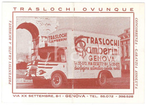 Materiale pubblicitario d’epoca 1950 ca GENOVA  Traslochi GAMBERINI  Biglietto pubblicitario DANNEGGIATO 1