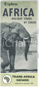 Materiale pubblicitario d’epoca 1959 TRANSAFRICA Safaris  Holiday tours by coach ILLUSTRATED vintage brochure 1