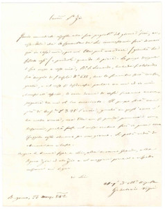 Manoscritto, lettera originale 1842 BERGAMO Lettera G. Antonio VOLPI per la consegna di un ordine di sementi 1