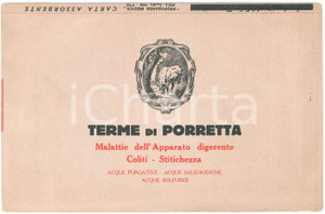 Materiale pubblicitario d’epoca 1930 FARMACEUTICA  TERME DI PORRETTA Acque purgative Carta assorbente 1