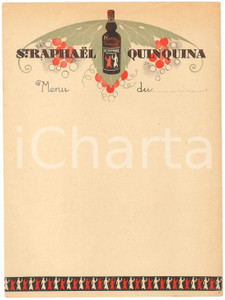 Oggetto da collezione cartaceo 1930 ca FRANCE  ST. RAPHAEL Quinquina  Menu ILLUSTRATO non compilato 1