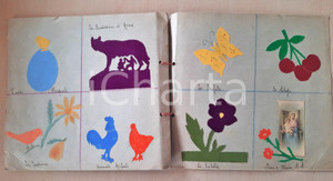 Oggetto da collezione cartaceo 1940 ca ITALIA FASCISMO Quaderno scuola elementare con collage 25x23 cm 1
