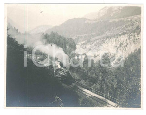 Fotografia d epoca originale 1919 FERROVIE SVIZZERA  FILISUR  Viadotto LANDWASSER Foto ANIMATA treno 10x8 1