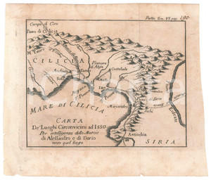 Mappa, planimetria storica 1790 ca BATTAGLIA DI ISSO  ANATOLIA  Mappa 19x15 cm 1