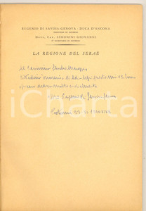 Libro, pubblicazione d epoca 1940 AOI Eugenio di SAVOIAGENOVA La regione del SeraeAUTOGRAFO 1