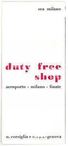 Materiale pubblicitario d’epoca 1970 ca SEA MILANO  Aeroporto LINATE  Duty Free Shop Pieghevole 1