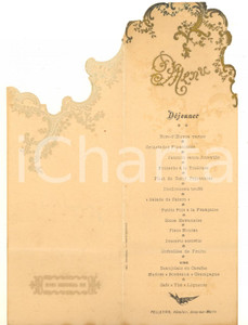 Oggetto da collezione cartaceo Janvier 1912 JOUYSURMORIN F Hotelier PELLETIER  Menu dÃ©jeuner  EMBOSSED 1