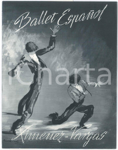 Materiale pubblicitario d’epoca 1957 DANZA Ballet EspaÃ±ol  Roberto XIMENEZManolo VARGAS Pieghevole ILLUSTRATO 1