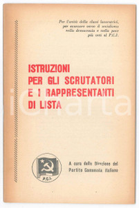 Libro, pubblicazione d epoca 1963 PCI Istruzioni per gli scrutatori e i rappresentanti di lista 43 pp. 1