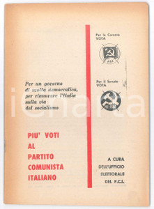 Libro, pubblicazione d epoca 1972 Ufficio Elettorale PCI  PiÃ¹ voti al Partito Comunista Italiano 48 pp. 1