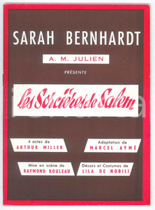 Materiale pubblicitario d’epoca 1955 PARIS ThÃ©Ã¢tre Sarah Bernhardt  Les SorciÃ¨res de Salem Programme 40 p. 1