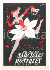 Materiale pubblicitario d’epoca 1954 MONTREUX SUISSE 23e FÃªte des Narcisses  Corso Fleuri Programme 1