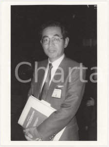 Fotografia d epoca originale 1986 MILANO  BREDA Moritani al convegno Uomini e tecnologie  Foto 18x24 cm 1