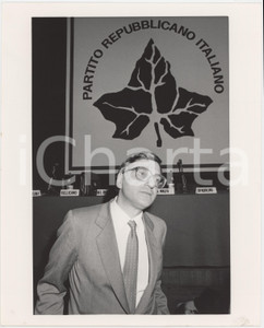 Fotografia d epoca originale 1985 ca PARTITO REPUBBLICANO Giorgio LA MALFA Politico PRI Foto 20x25 cm 1 1