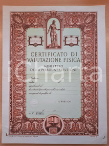 Oggetto da collezione cartaceo 1955 ca MINISTERO PUBBLICA ISTRUZIONE Certificato di Valutazione Fisica 1