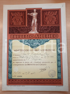 Oggetto da collezione cartaceo 1952 PADOVA MINISTERO PUBBLICA ISTRUZIONE Brevetto Atletico Giampaolo OMETTO 1