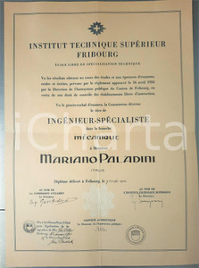 1941 FRIBOURG (SUISSE) Institut Technique Supérieur *Diplôme ingénieur mécanique