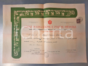 Documento originale, autentico 1909 PADOVA Corso Educazione e Igiene Infantile  Attestato Clotilde ORTOLANI 1
